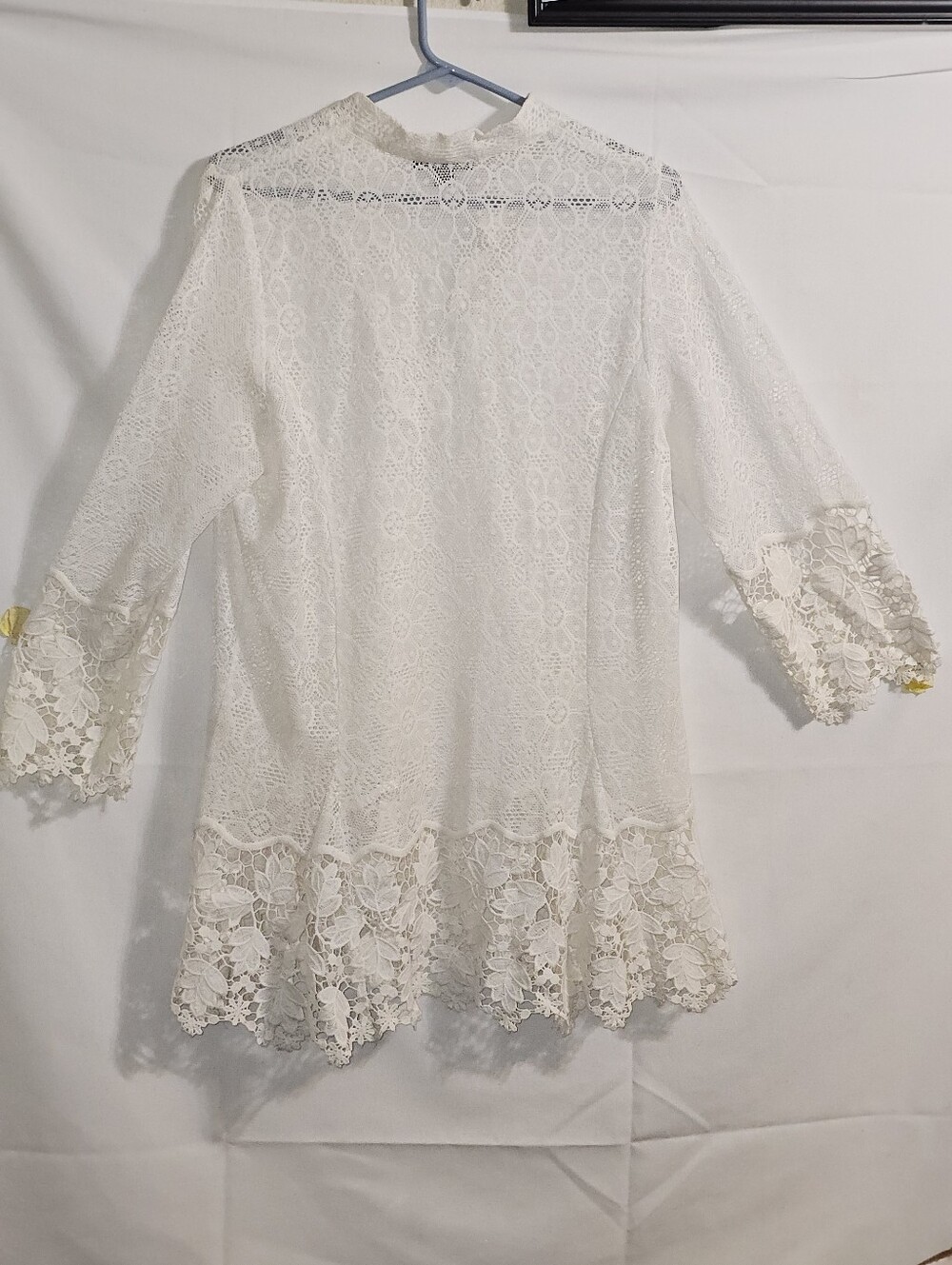 Boho Chic Vasi White Sheer Lace Tunic Size Large - Picture 7 of 10